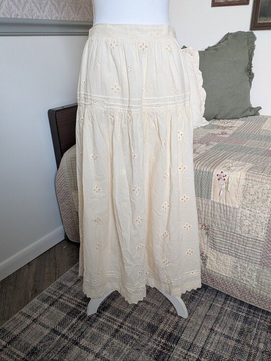 By Together Dresses & Skirts - Blonde Robin 100% Cotton Eyelet Embroidered Midi Skirt Ivory Cottagecore Boho M